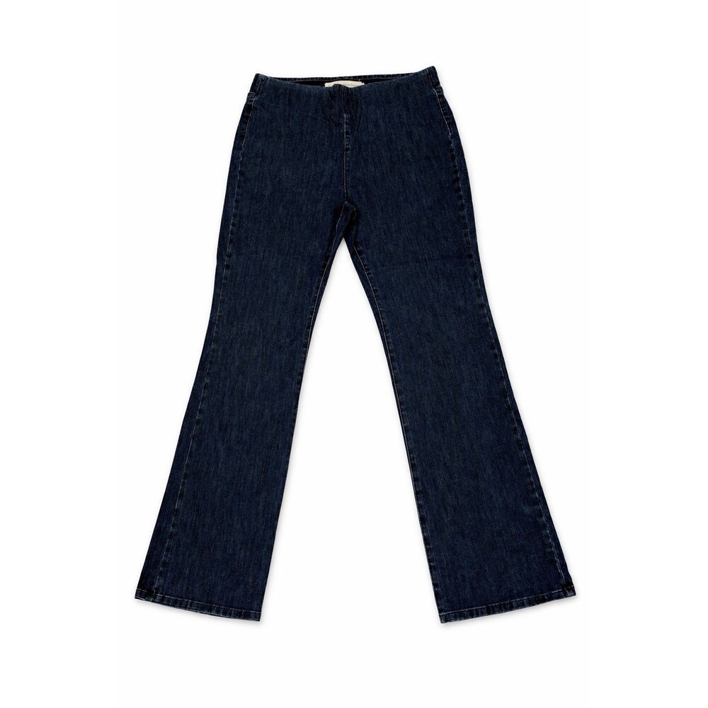 Soft Surroundings Pull On Jeans Dark Wash Straight Leg Mid Rise Stretch Women L